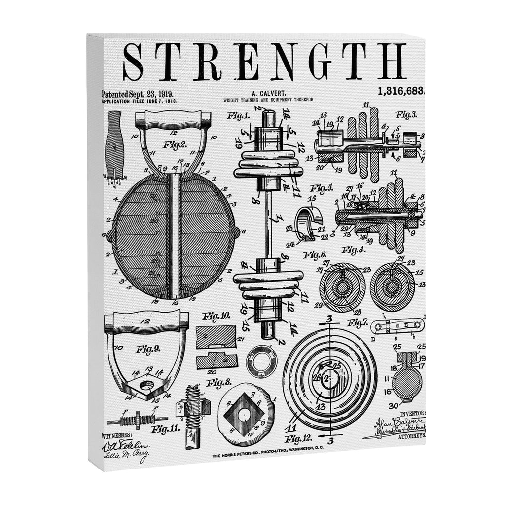 Gym Fitness Workout Dumbbell Kettlebell Vintage Patent Print Canvas Print Gallery Image 8