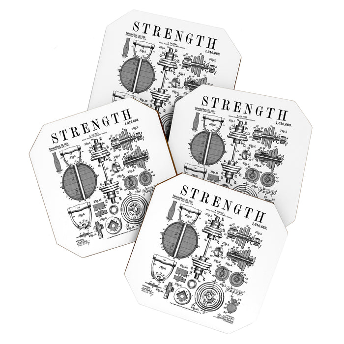 Gym Fitness Workout Dumbbell Kettlebell Vintage Patent Print Coaster Gallery Image 1