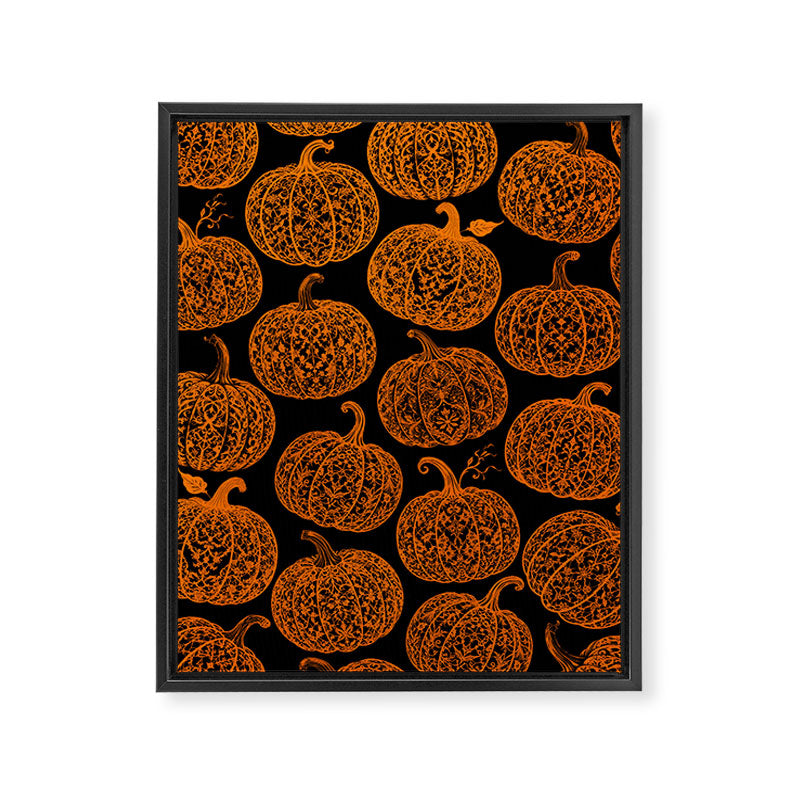Lace Pumpkin Halloween Pattern Needle Bobbin Crochet Thread Framed Canvas Print Gallery Image 8