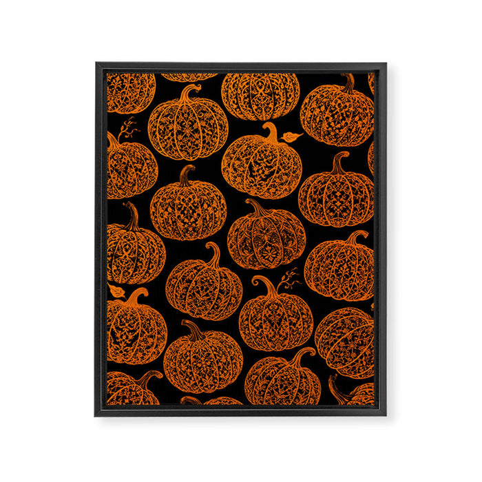 Lace Pumpkin Halloween Pattern Needle Bobbin Crochet Thread Framed Canvas Print Gallery Image 1
