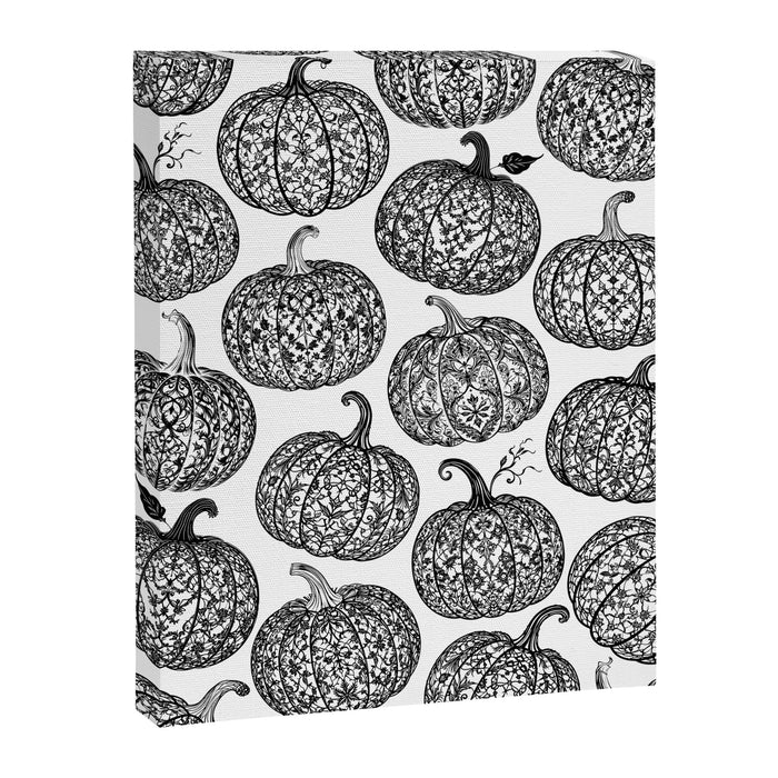 Lace Pumpkin Halloween Pattern Needle Bobbin Crochet Thread Canvas Print Gallery Image 1