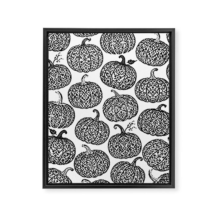 Lace Pumpkin Halloween Pattern Needle Bobbin Crochet Thread Framed Canvas Print Gallery Image 1