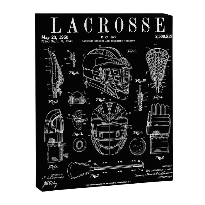 Lacrosse Player Equipment Vintage Patent Drawing Print Canvas Print Gallery Image 1
