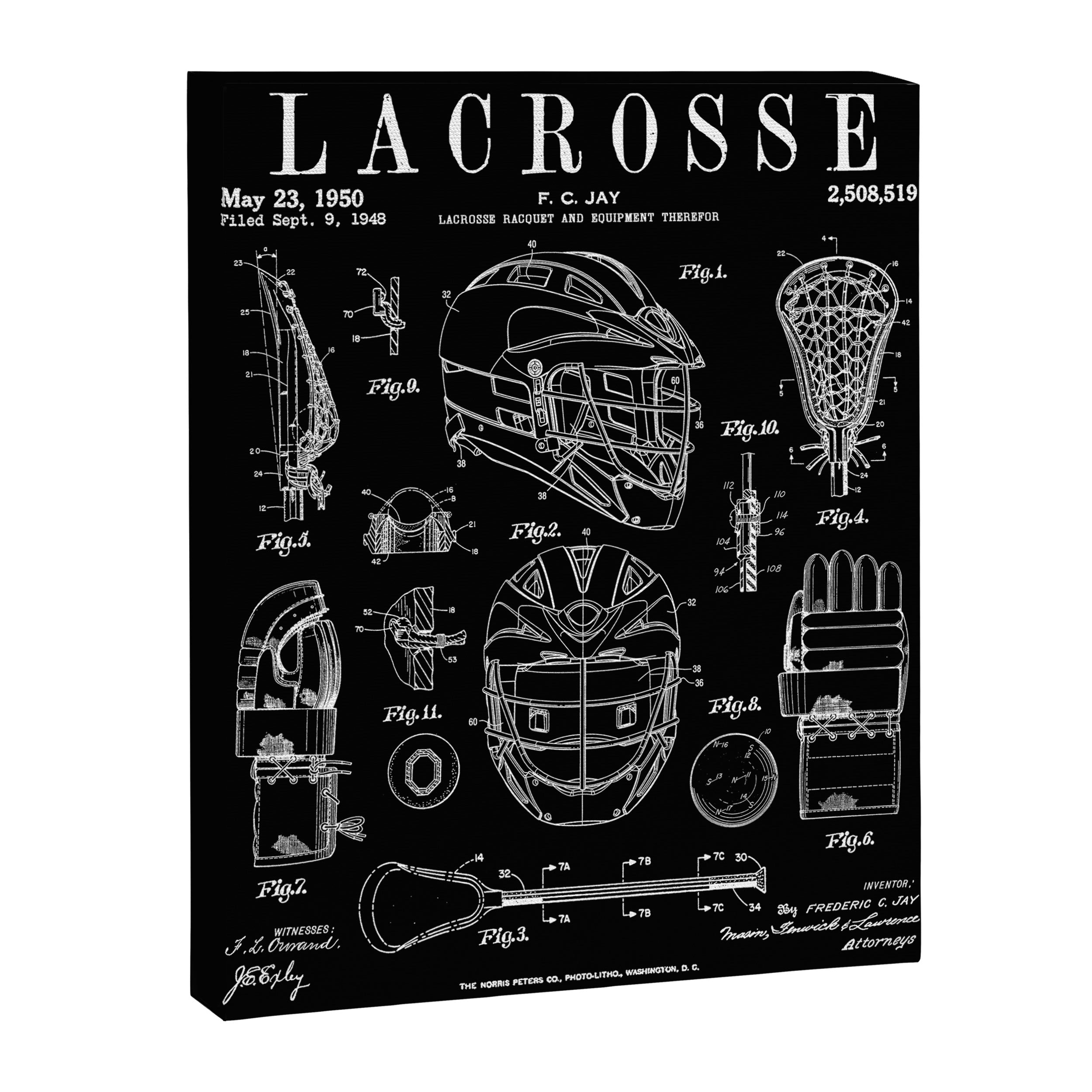 Lacrosse Player Equipment Vintage Patent Drawing Print Canvas Print Gallery Image 8