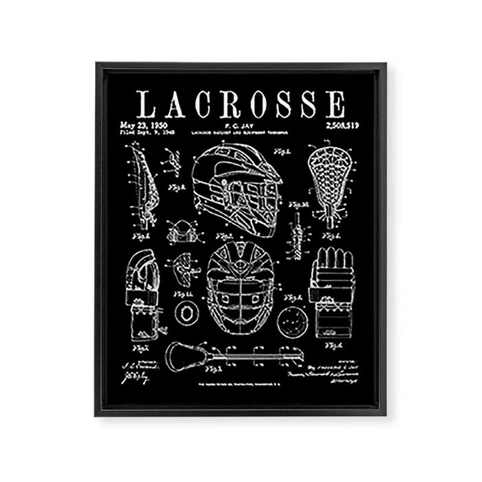 Lacrosse Player Equipment Vintage Patent Drawing Print Framed Canvas Print Gallery Image 1