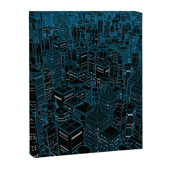 Night light city / Lineart city in blue Canvas Print Gallery Image 1