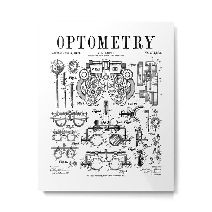 Optometrist Optometry Eye Doctor Tools Vintage Patent Print Metal Print Gallery Image 1