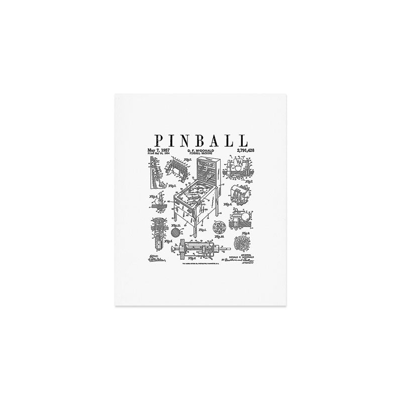 Pinball Arcade Gaming Machine Vintage Gamer Patent Print Art Print Gallery Image 1