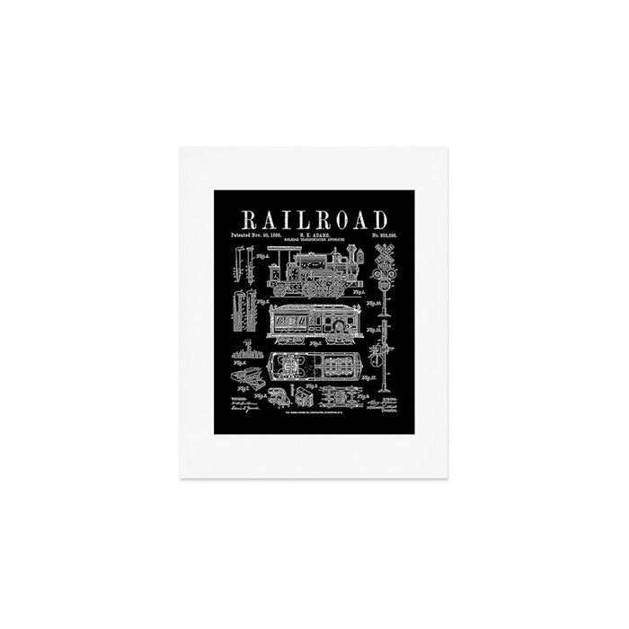 Railroad Railway Steam Locomotive Train Vintage Patent Print Art Print Gallery Image 1