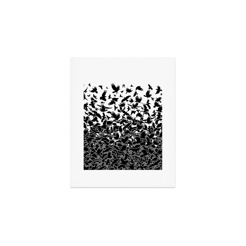 Raven Crow Flying Birds Abstract Goth Halloween Pattern Art Print Gallery Image 1