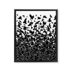 Raven Crow Flying Birds Abstract Goth Halloween Pattern Framed Canvas Print Gallery Image 8
