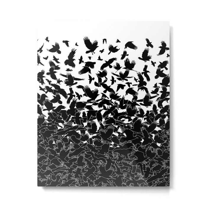 Raven Crow Flying Birds Abstract Goth Halloween Pattern Metal Print Gallery Image 1