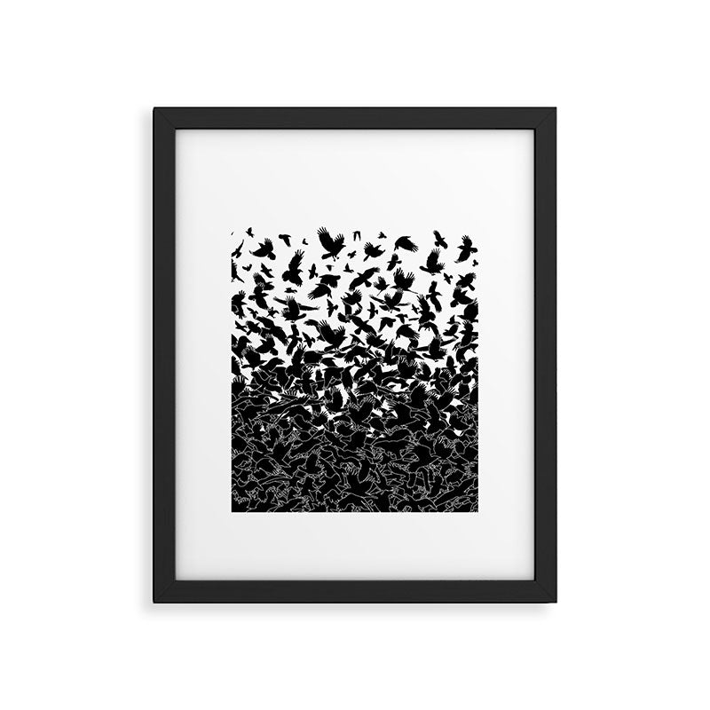 Raven Crow Flying Birds Abstract Goth Halloween Pattern Framed Art Print Gallery Image 6