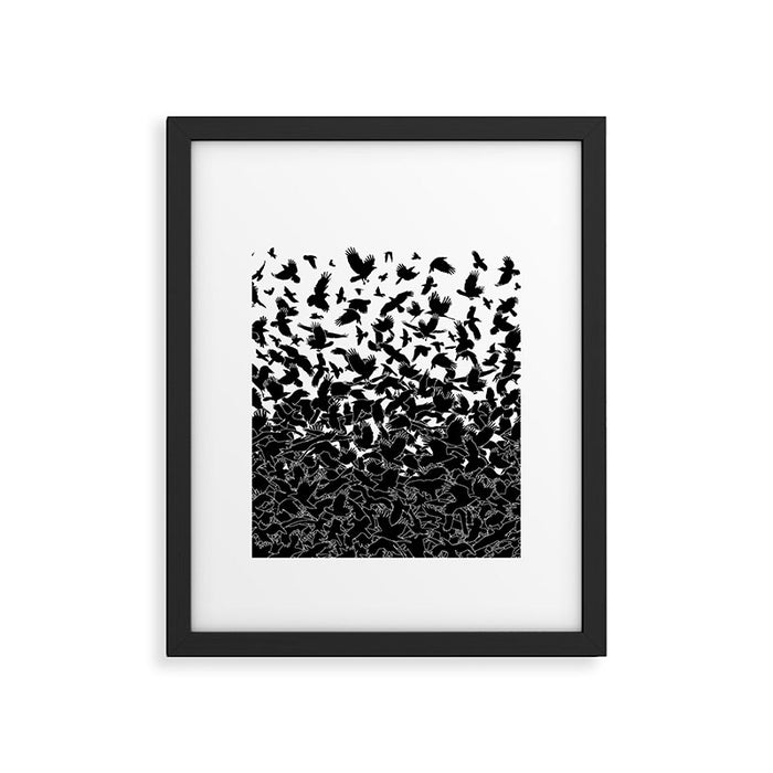 Raven Crow Flying Birds Abstract Goth Halloween Pattern Framed Art Print Gallery Image 1