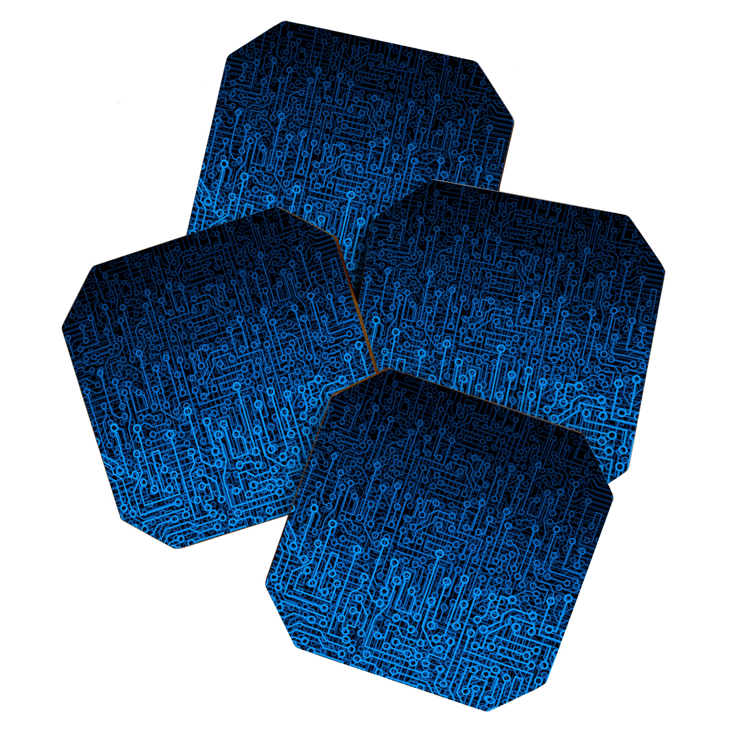 Reboot III BLUE Computer Circuit Board Pattern Coaster Gallery Image 1