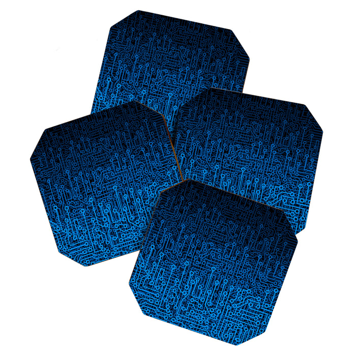 Reboot III BLUE Computer Circuit Board Pattern Coaster Gallery Image 1