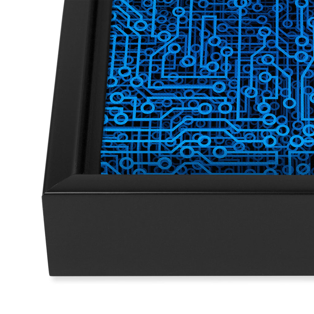 Reboot III BLUE Computer Circuit Board Pattern Framed Canvas Print Gallery Image 3