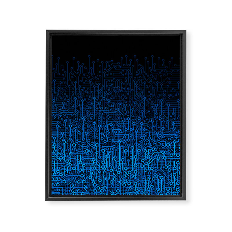 Reboot III BLUE Computer Circuit Board Pattern Framed Canvas Print Gallery Image 8