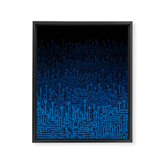 Reboot III BLUE Computer Circuit Board Pattern Framed Canvas Print Gallery Image 1