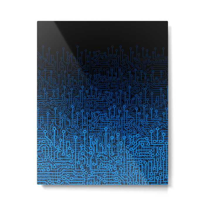 Reboot III BLUE Computer Circuit Board Pattern Metal Print Gallery Image 1