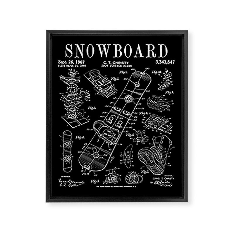 Snowboard Winter Snowboarding Vintage Patent Drawing Print Framed Canvas Print Gallery Image 8
