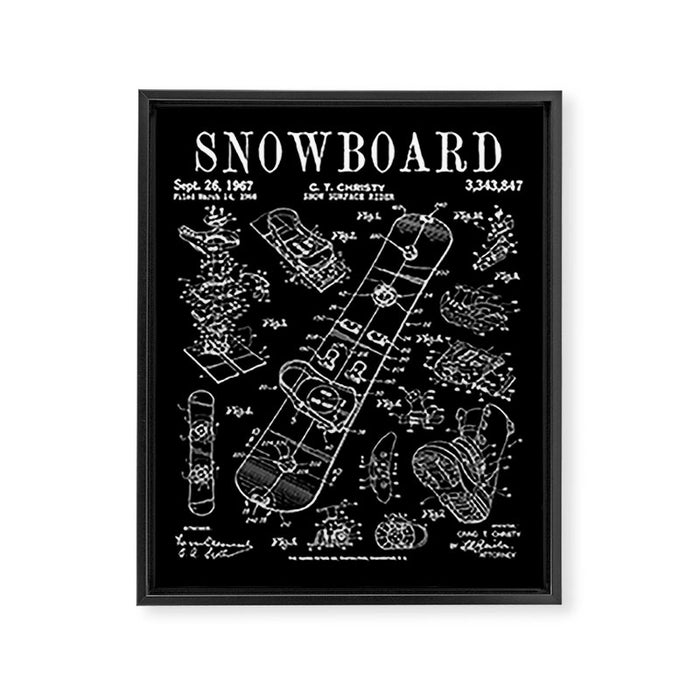 Snowboard Winter Snowboarding Vintage Patent Drawing Print Framed Canvas Print Gallery Image 1