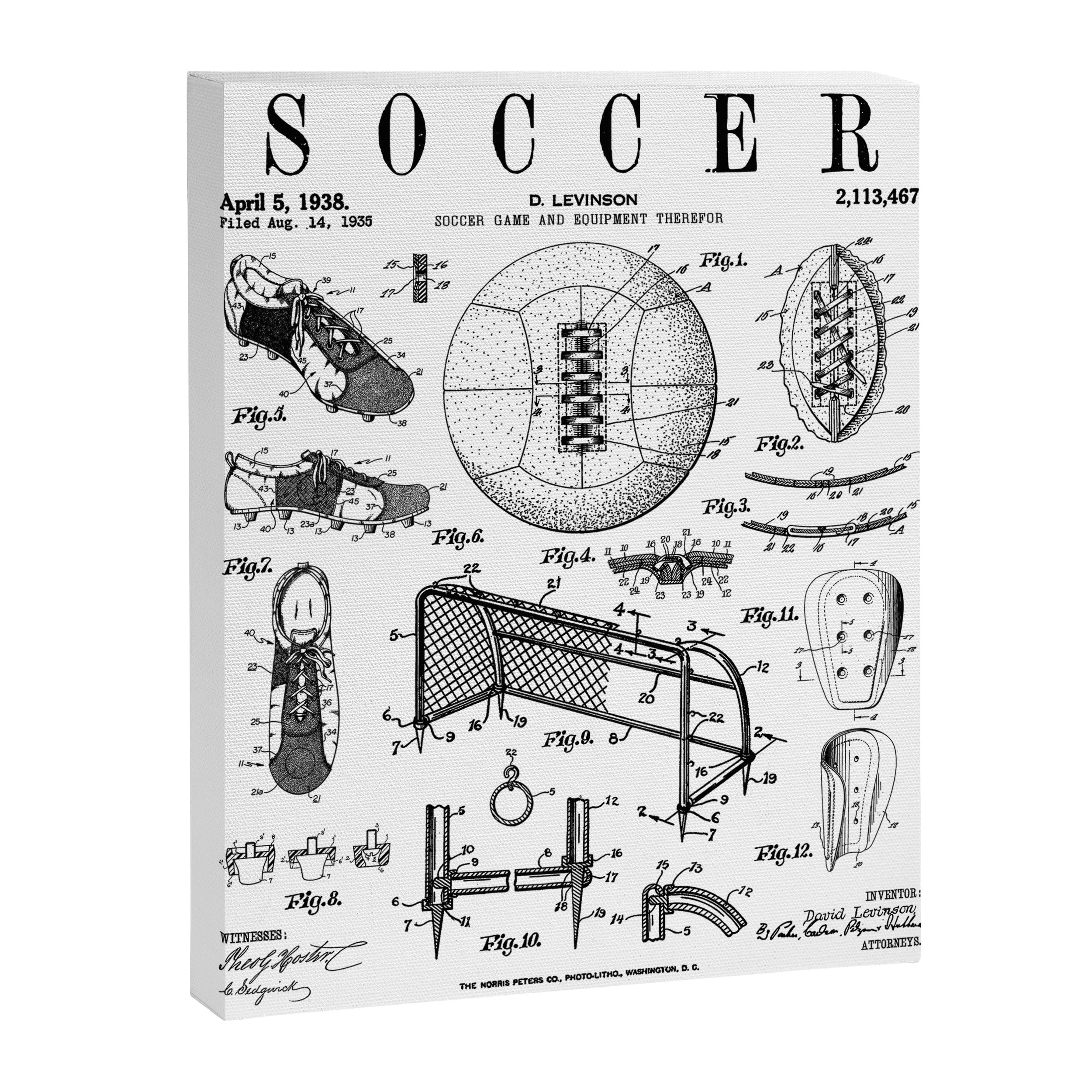 Soccer Player Football Vintage Patent Drawing Print Canvas Print Gallery Image 8
