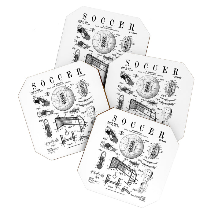 Soccer Player Football Vintage Patent Drawing Print Coaster Gallery Image 1