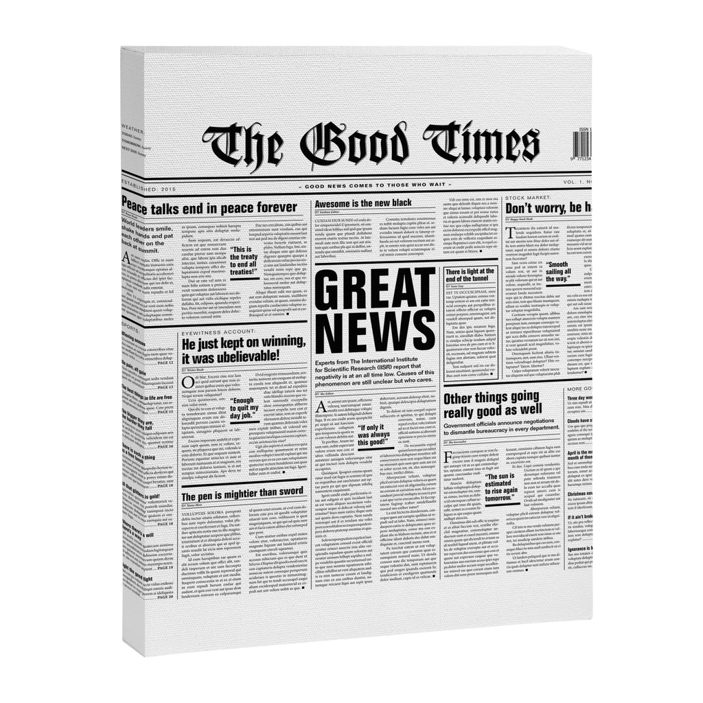 The Good Times Vol. 1, No. 1 / Newspaper with only good news Canvas Print Gallery Image 8