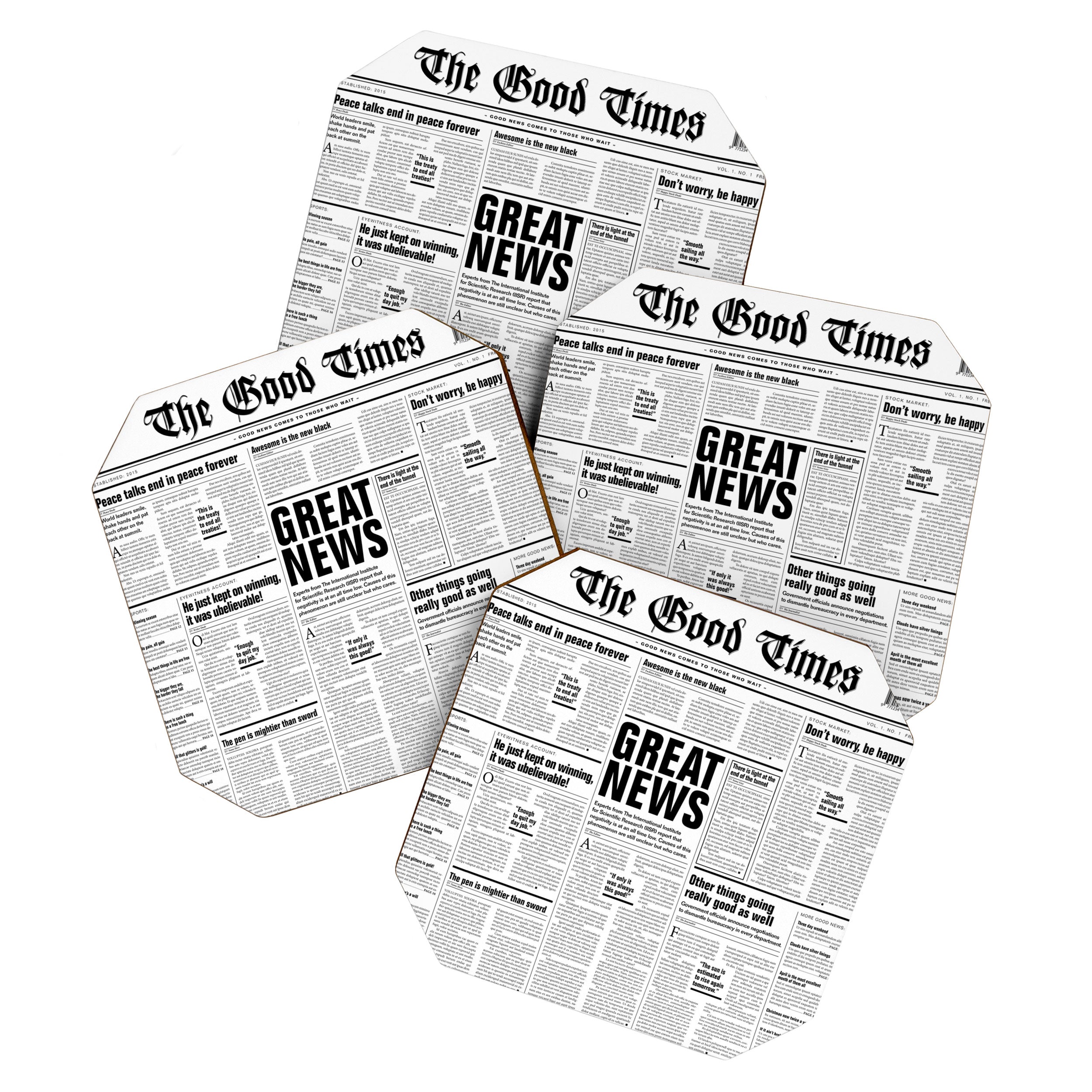 The Good Times Vol. 1, No. 1 / Newspaper with only good news Coaster Gallery Image 1