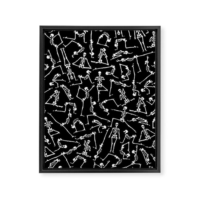 Yoga Skeleton Meditating Yogi Zen Poses Halloween Pattern Framed Canvas Print Gallery Image 1