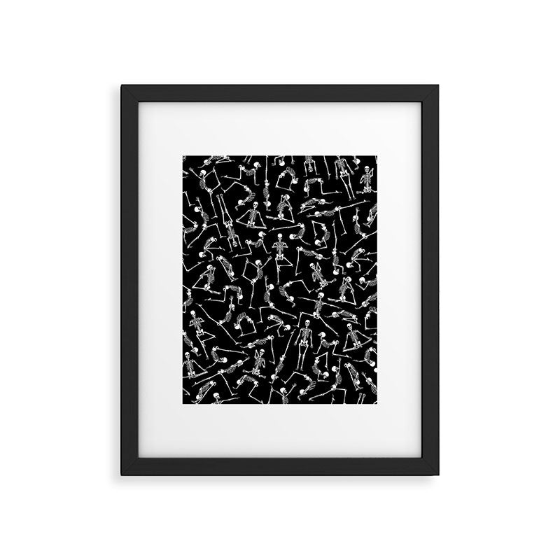Yoga Skeleton Meditating Yogi Zen Poses Halloween Pattern Framed Art Print Gallery Image 6