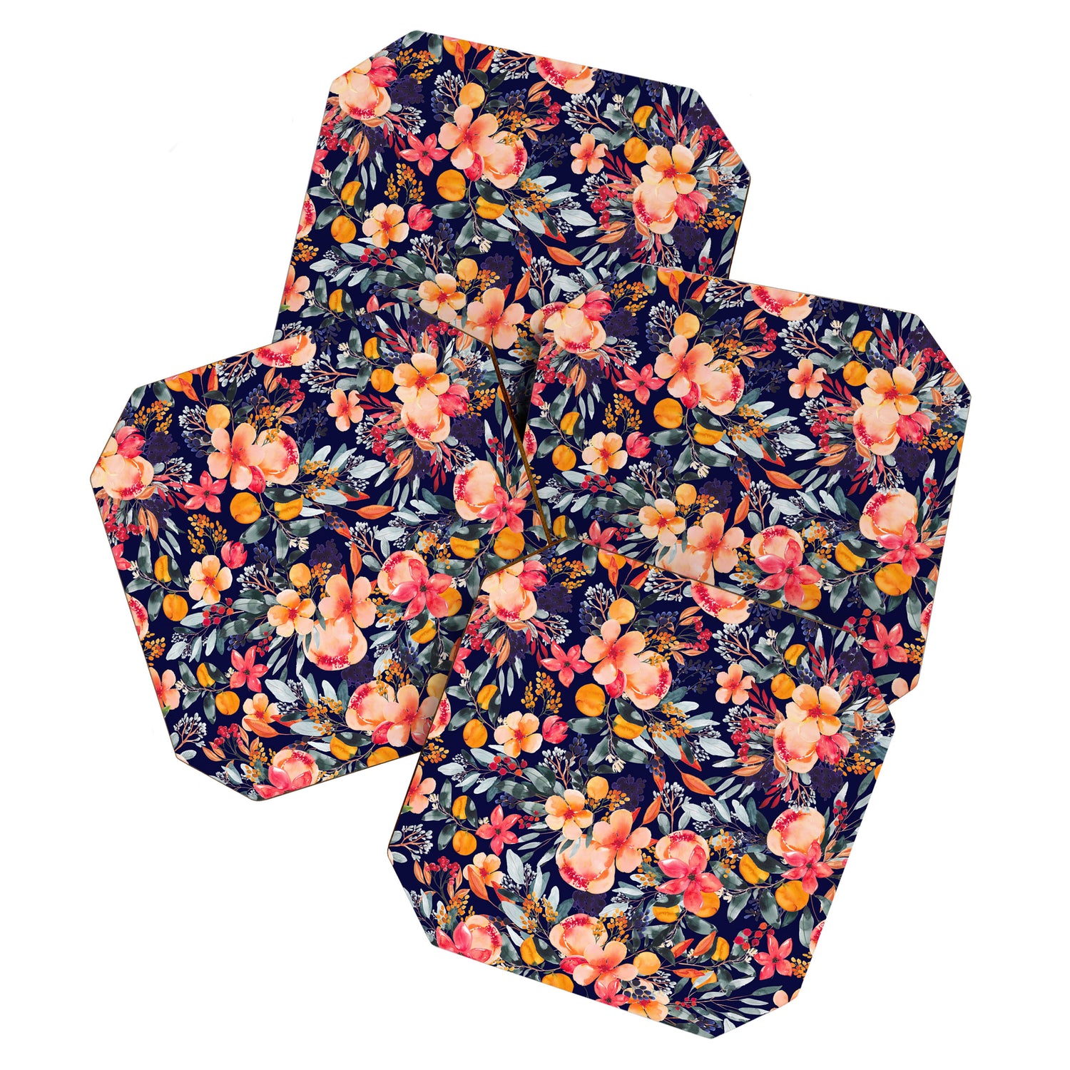 Navy Floral Coaster Gallery Image 1