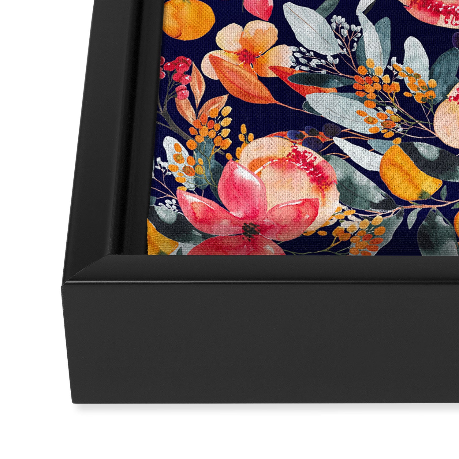 Navy Floral Framed Canvas Print Gallery Image 3
