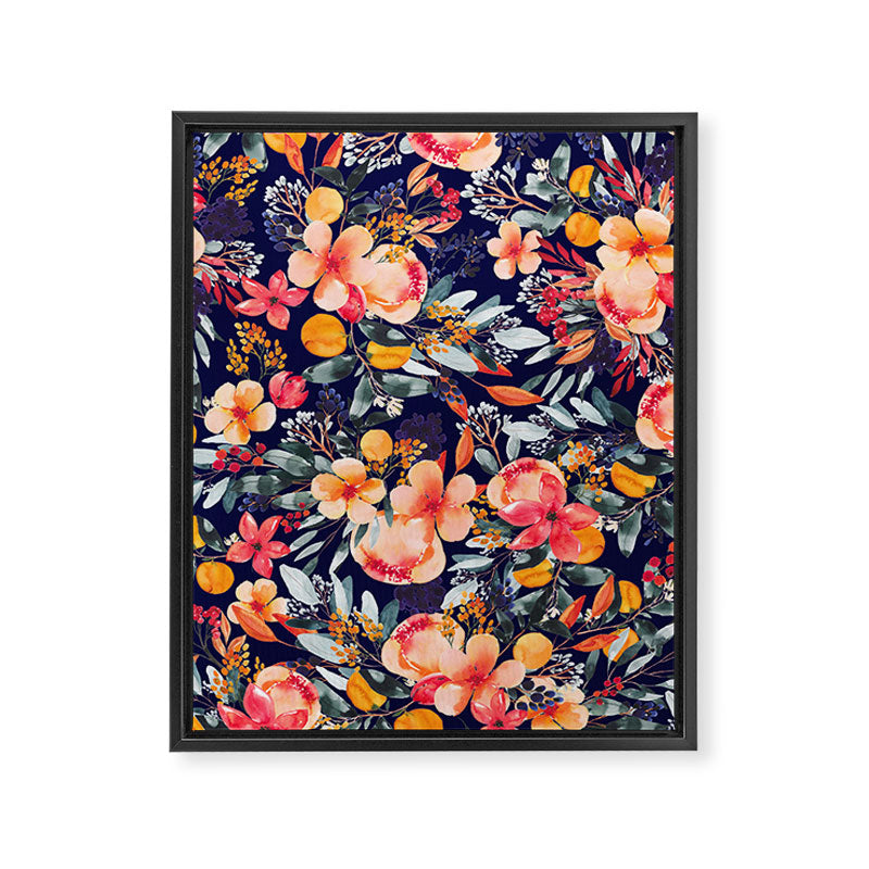 Navy Floral Framed Canvas Print Gallery Image 8