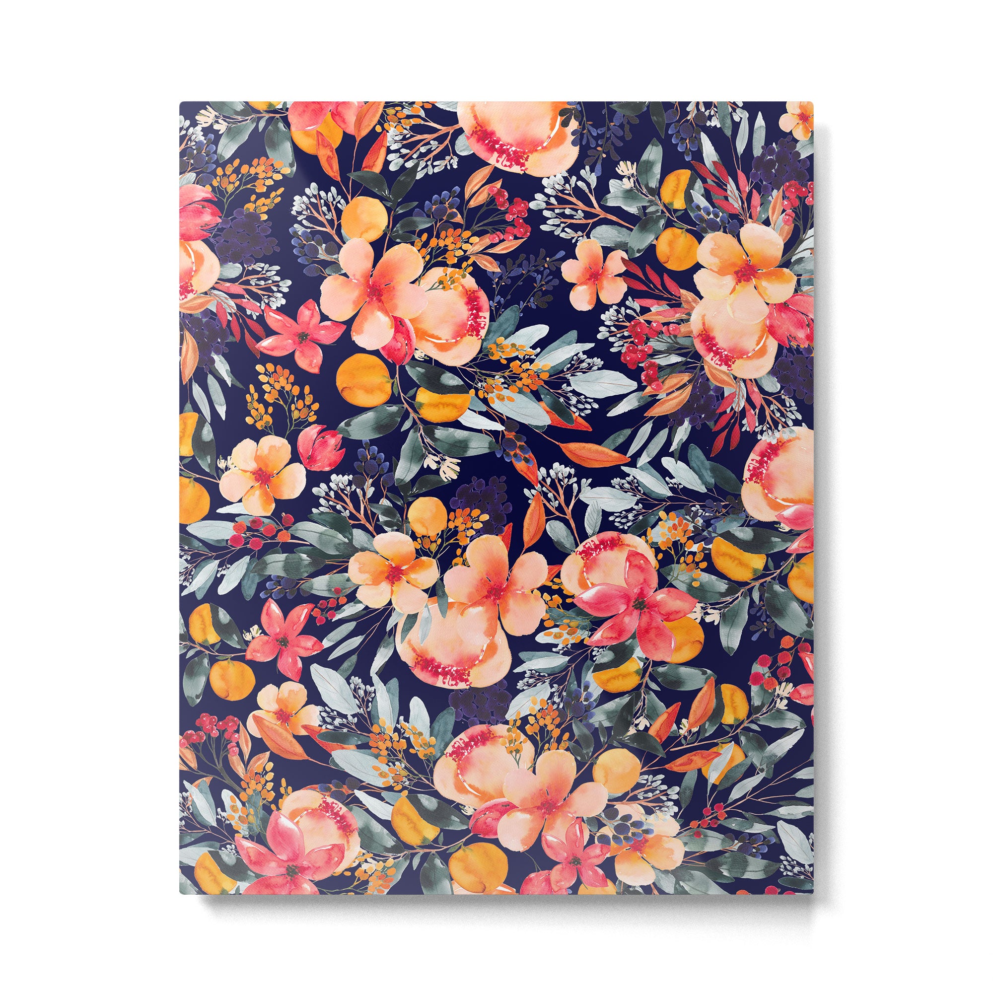 Navy Floral Metal Print Gallery Image 6