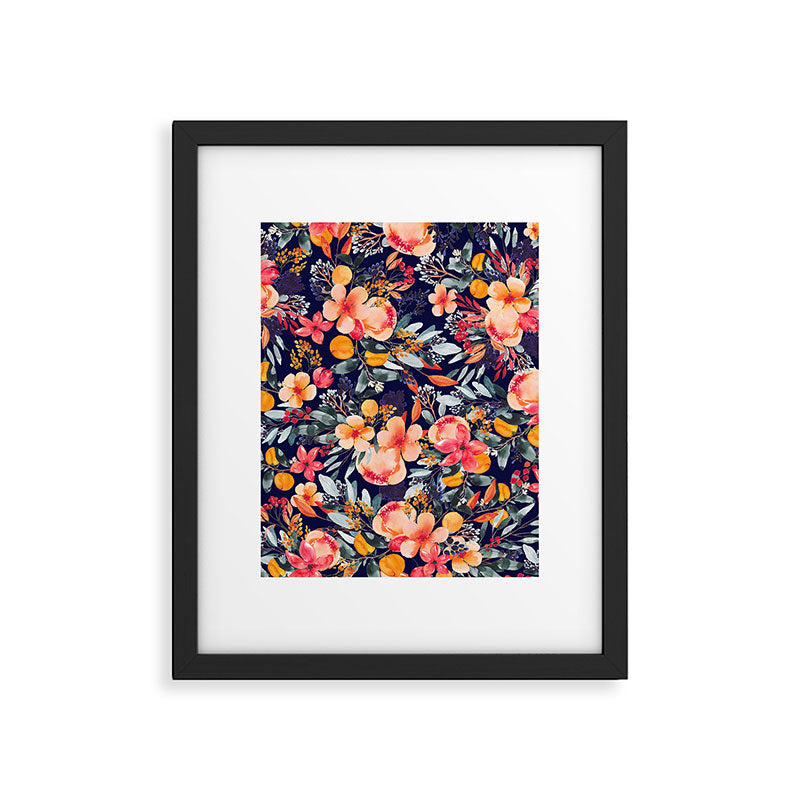 Navy Floral Framed Art Print Gallery Image 6