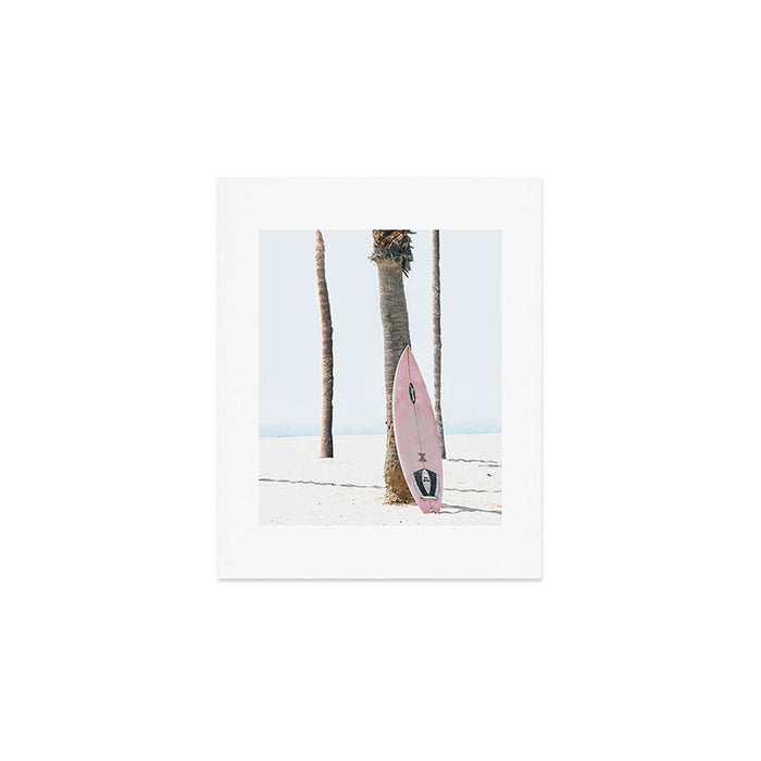 California Beach Pink Surfboard Art Print Gallery Image 1