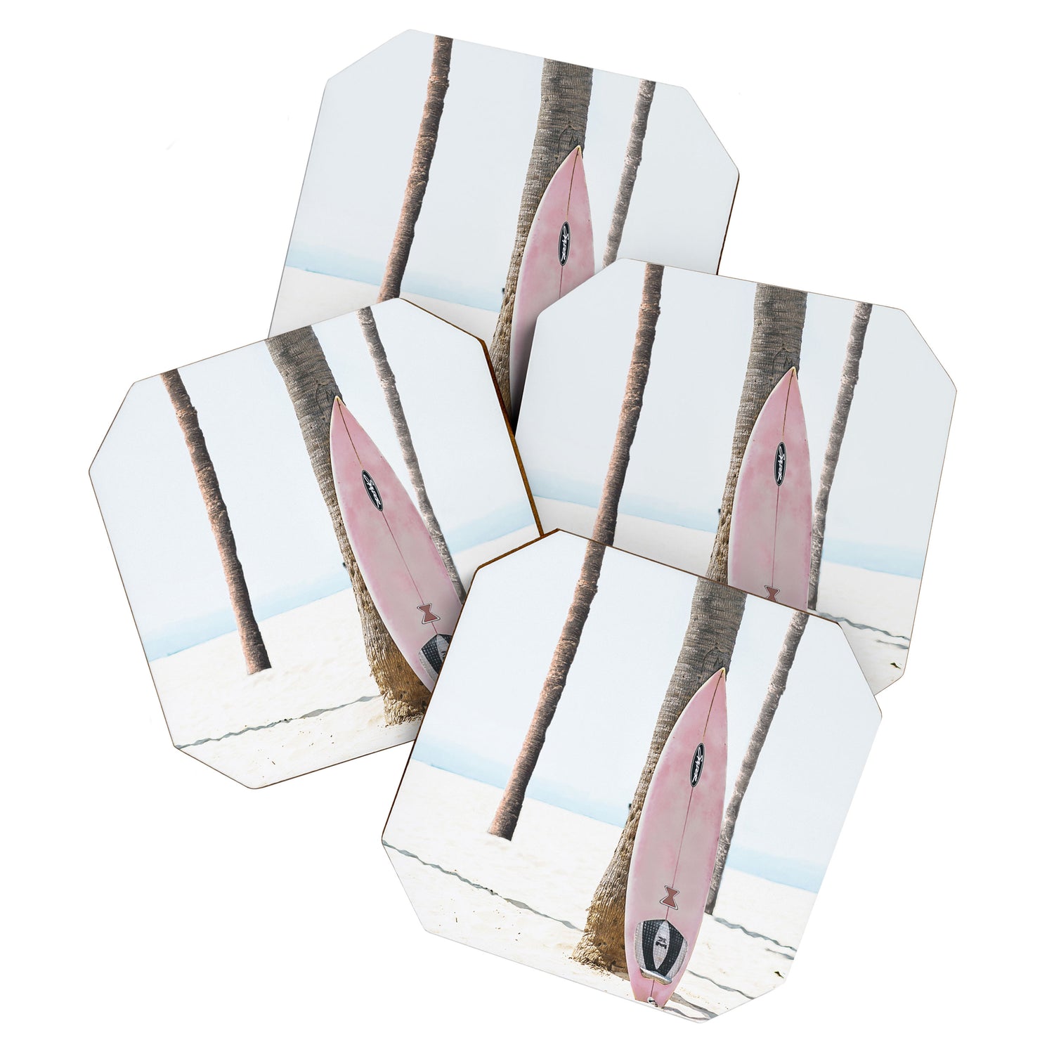 California Beach Pink Surfboard Coaster Gallery Image 1