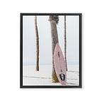 California Beach Pink Surfboard Framed Canvas Print Gallery Image 6