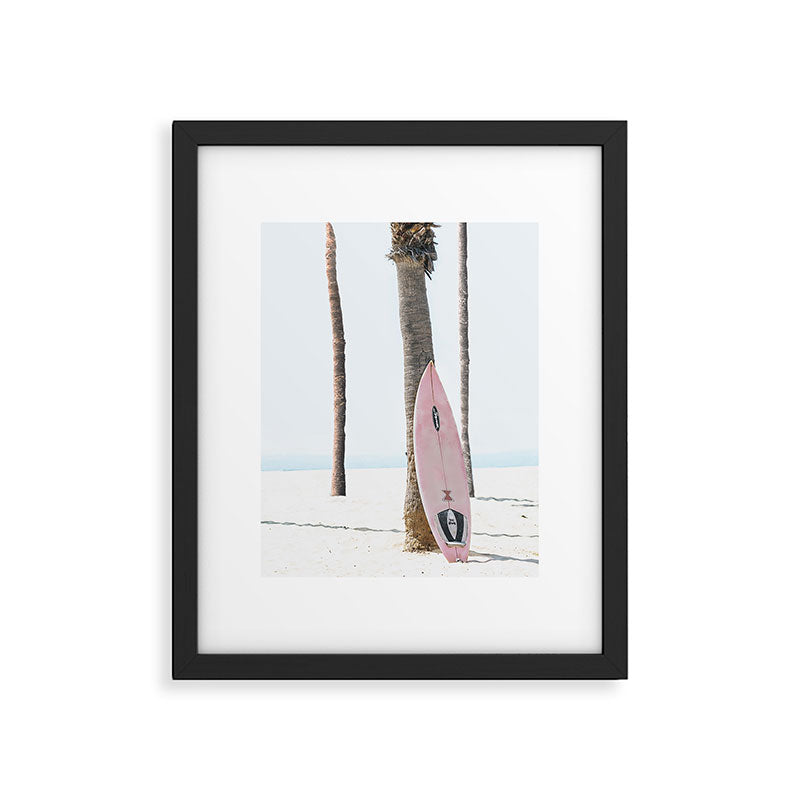 California Beach Pink Surfboard Framed Art Print Gallery Image 5