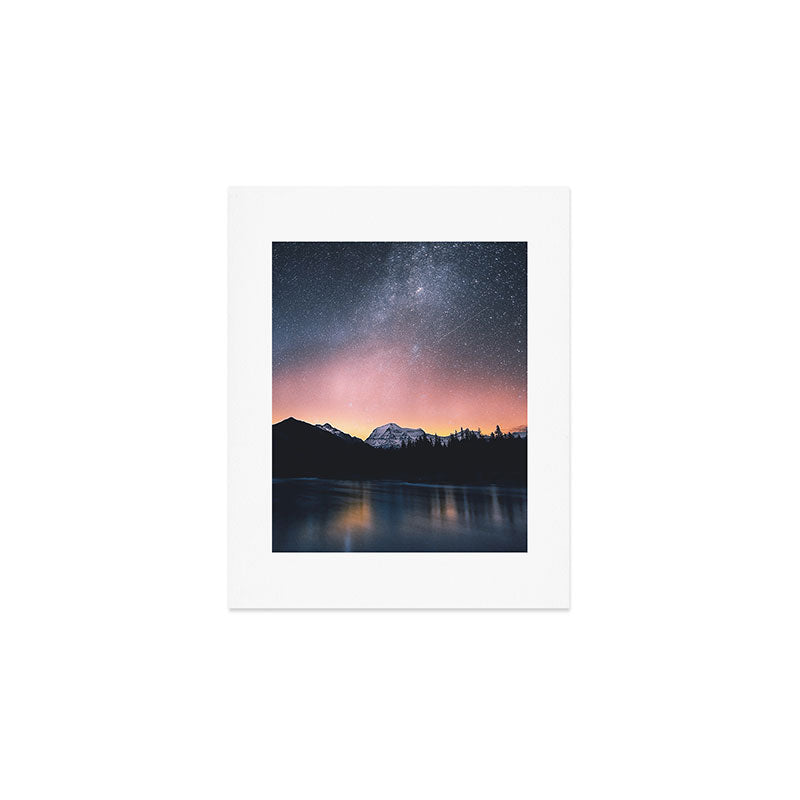 Milky Way Stars Mountain Landscape Art Print Gallery Image 1