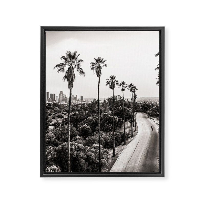 Los Angeles Black and White Framed Canvas Print Gallery Image 6