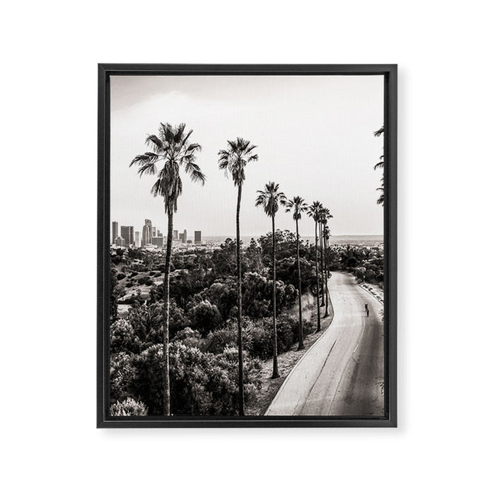 Los Angeles Black and White Framed Canvas Print Gallery Image 1