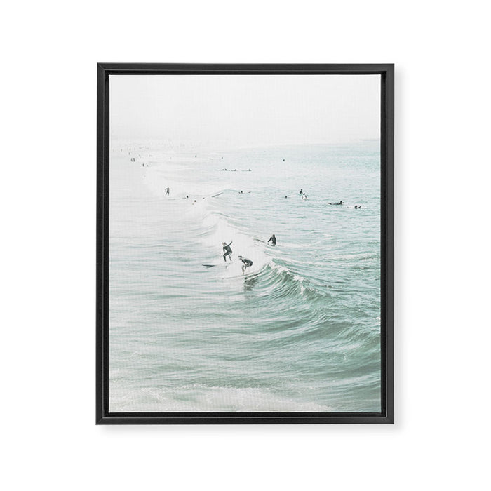 Surfer Waves Coastal Ocean Framed Canvas Print Gallery Image 1