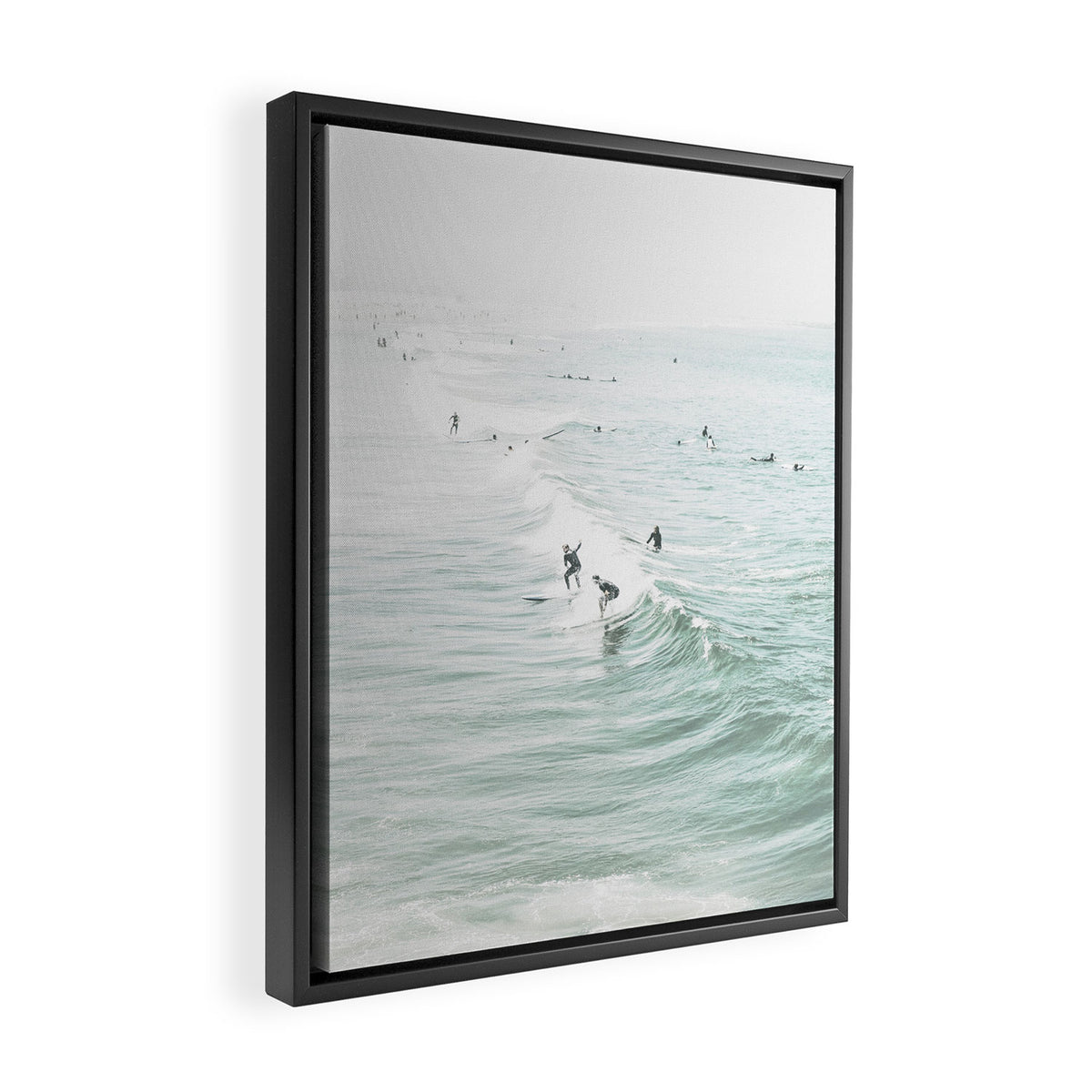 Surfer Waves Coastal Ocean Framed Canvas Print Gallery Image 2