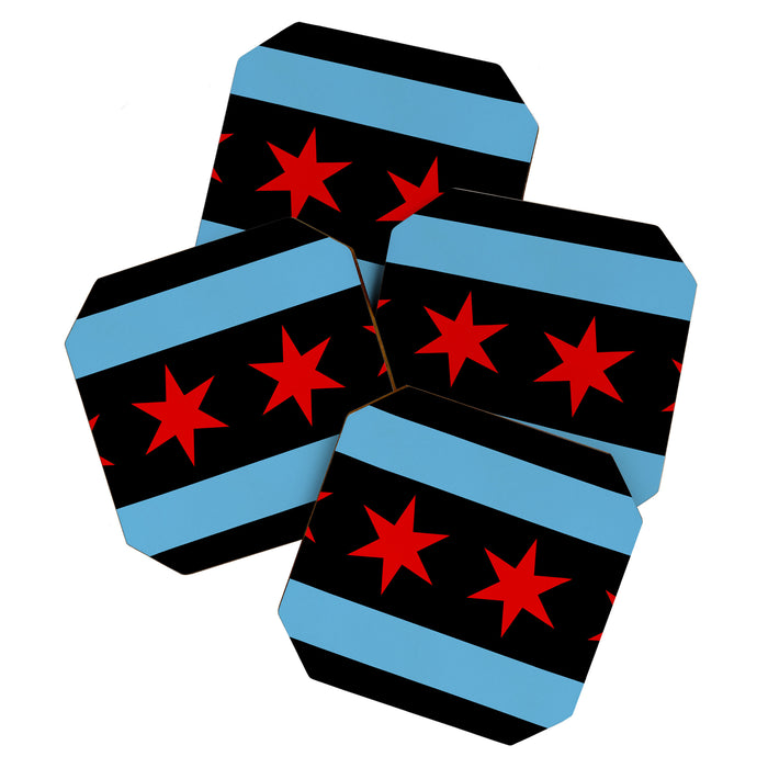 Black Chicago Flag Coaster Gallery Image 1