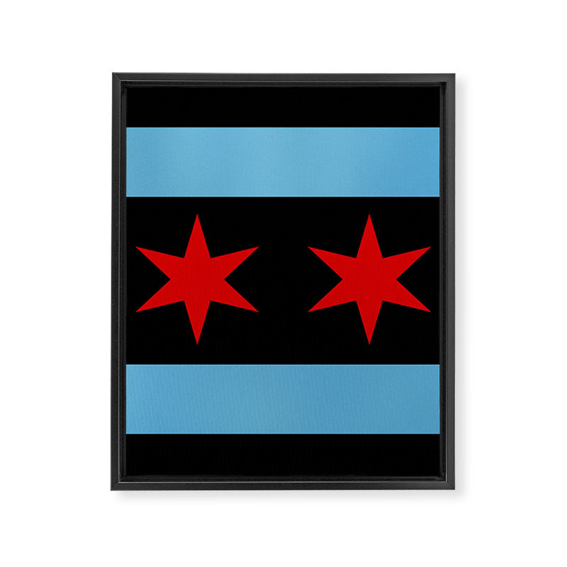 Black Chicago Flag Framed Canvas Print Gallery Image 6