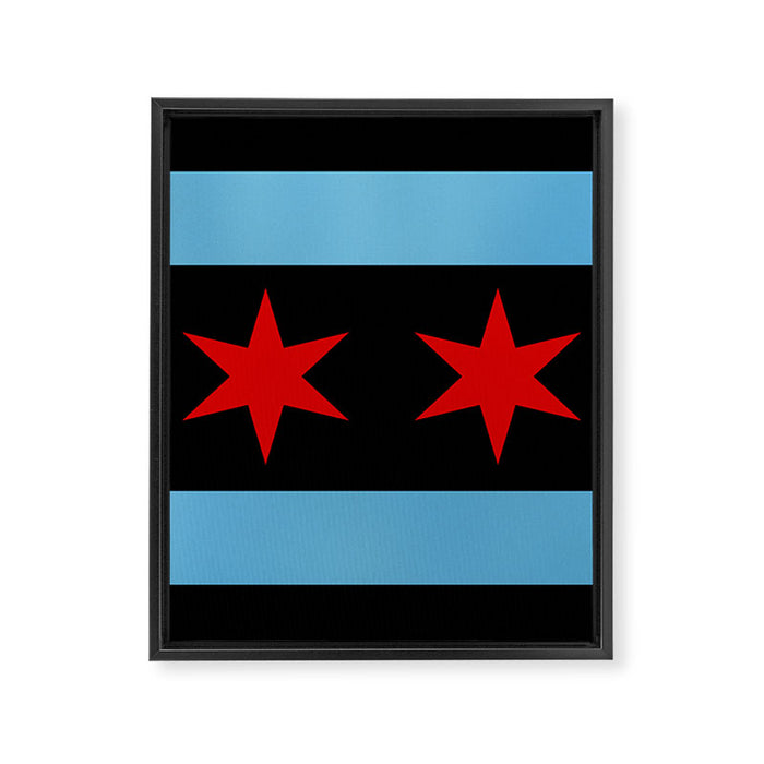 Black Chicago Flag Framed Canvas Print Gallery Image 1