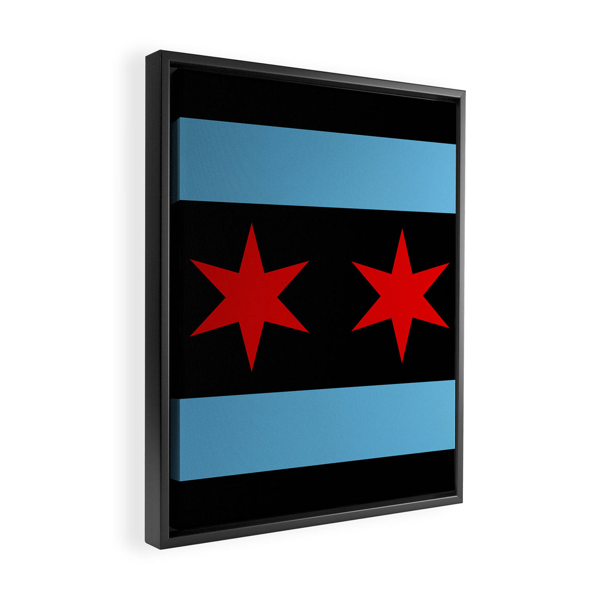 Black Chicago Flag Framed Canvas Print Gallery Image 2